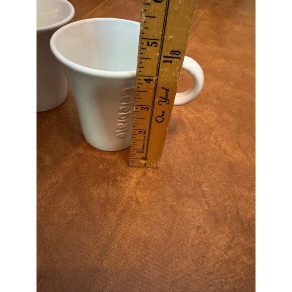 Set Of 2 White Ceramic Embossed Mugs "Celebrate" & "Indulge" Dishwasher & Microw - Picture 5 of 6